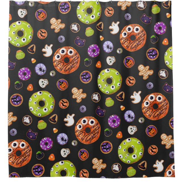 Cute Halloween Spooky Cookie Pumpkin Ghost Spider  Shower Curtain (Front)