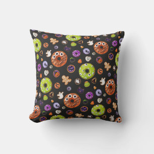Cute Halloween Spooky Cookie Pumpkin Ghost Spider Throw Pillow