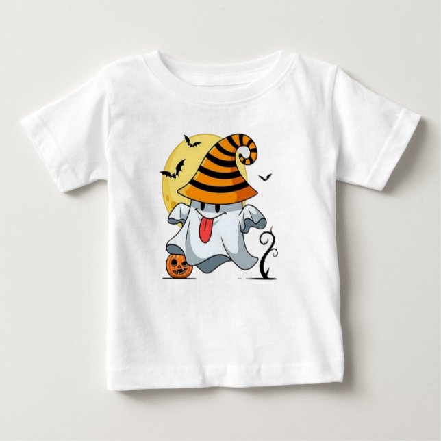 Cute Halloween Spooky Pumpkin Bat Clipart  Baby T-Shirt (Front)