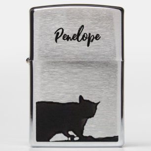 Cute Halloween Spooky Script Black Cat Zippo Lighter