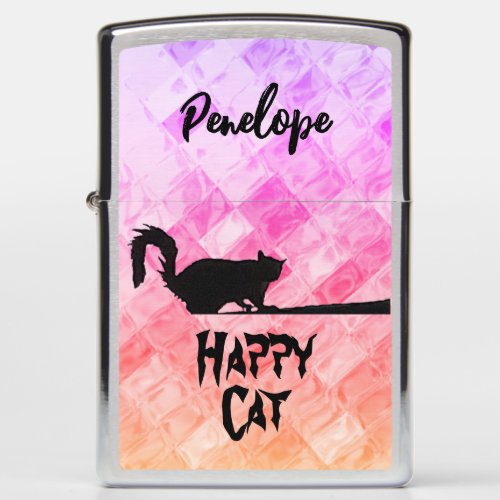 Cute Halloween Spooky Script Black Cats Pink Zippo Lighter