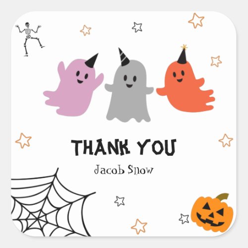 Cute Halloween Spooky Thank You  Square Sticker