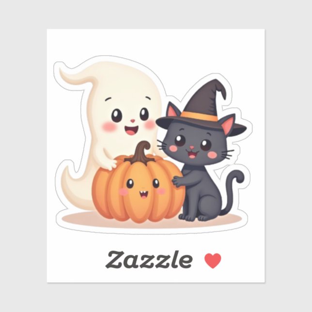 "Cute Halloween Squad | Kawaii Ghost & Pumpkin Sticker (Sheet)