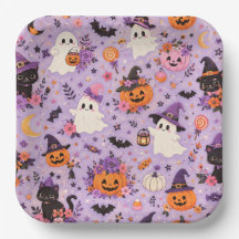 Cute Halloween Square Paper Plates