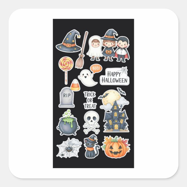 Cute Halloween Stickers & Spooky Party Designs (Front)