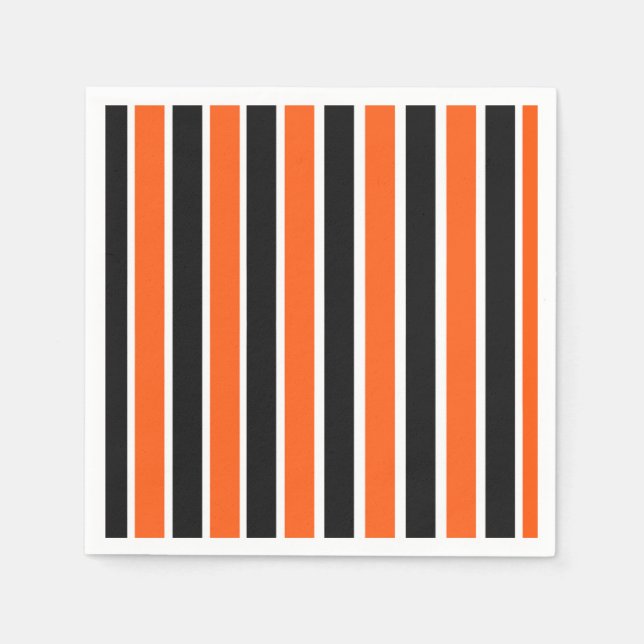 Cute Halloween Stripes in Orange and Black  Napkins (Front)