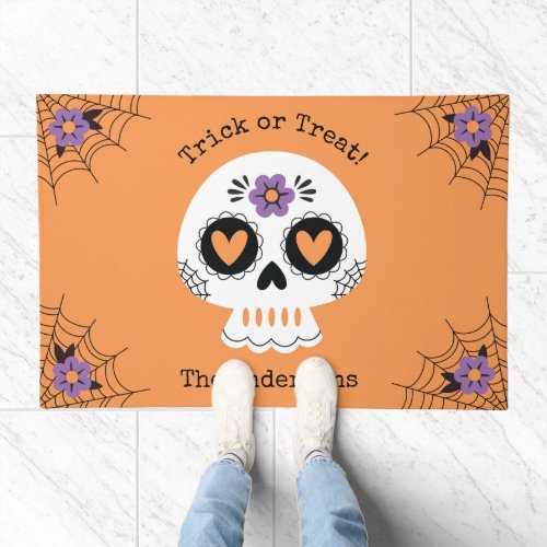 Cute Halloween Sugar Skull Doormat