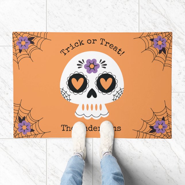 Cute Halloween Sugar Skull Doormat (Indoor)