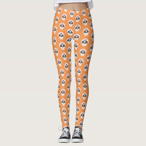 Cute Halloween Sugar Skull Leggings