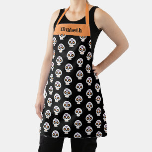 Cute Halloween Sugar Skull Pattern Apron