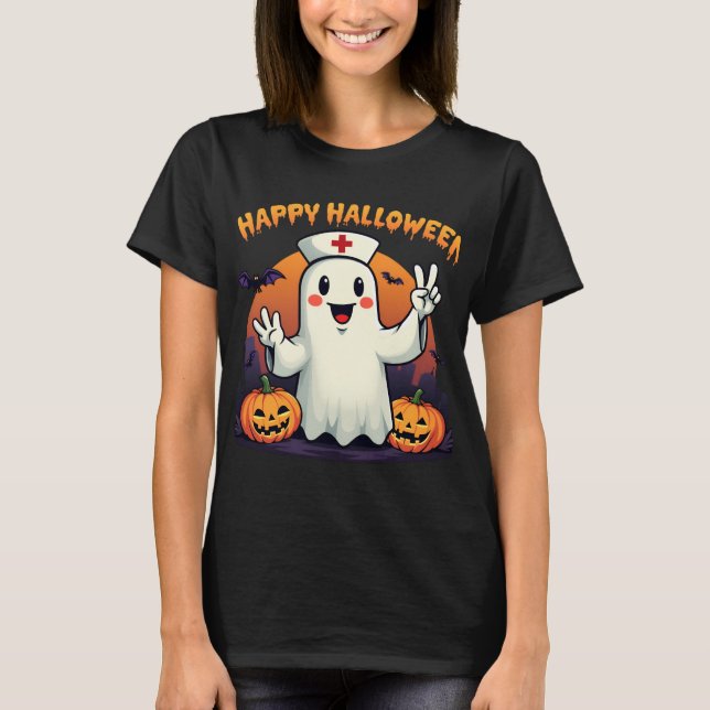 Cute Halloween T-Shirt for – Jack-o-Lantern & Bat  (Front)