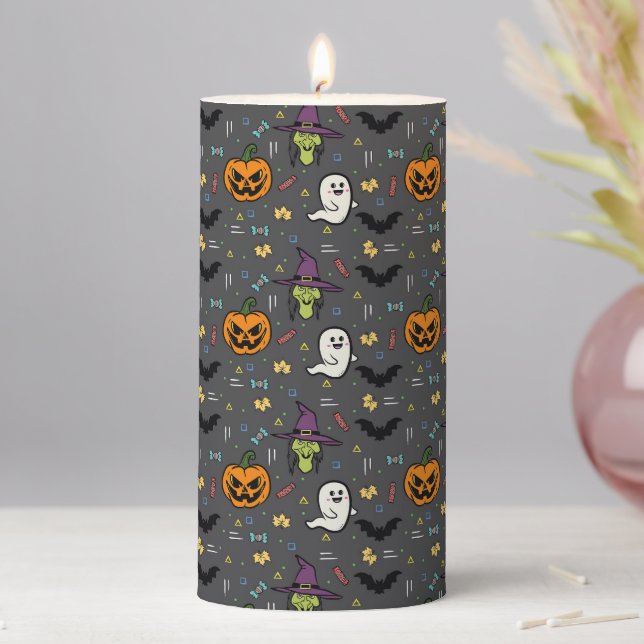 Cute Halloween Theme Pillar Candle (In Situ)