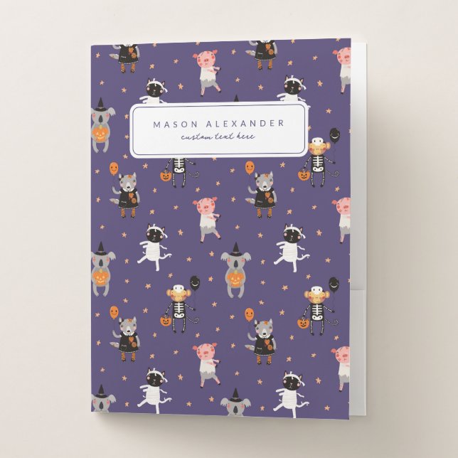 Cute Halloween Themed Pocket Folders - set of 5 (Front)