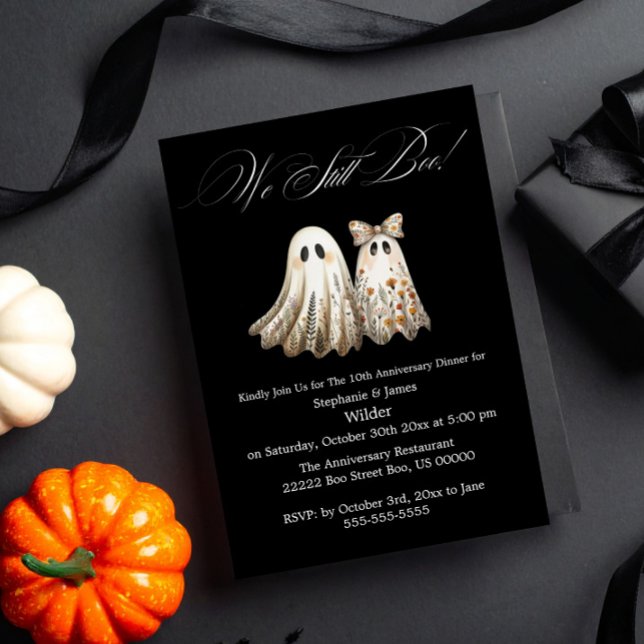 Cute Halloween Themed Wedding Anniversary Dinner  Invitation (Creator Uploaded)