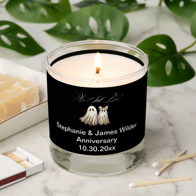 Cute Halloween-Themed Wedding Anniversary Dinner Scented Candle (Lit)