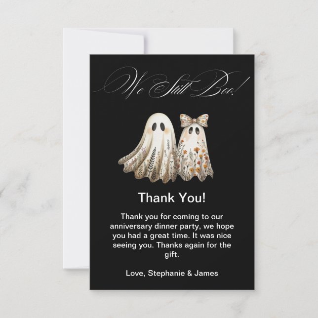 Cute Halloween-Themed Wedding Anniversary Dinner Thank You Card (Front)