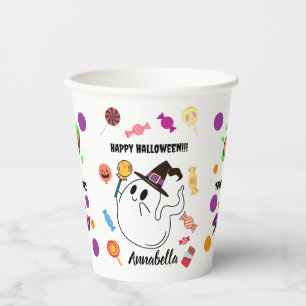 Cute Halloween trick or treat bag with name Paper Cups