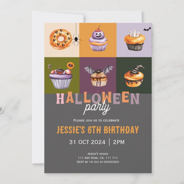 Cute Halloween Trick or Treat Birthday Invitation (Front)