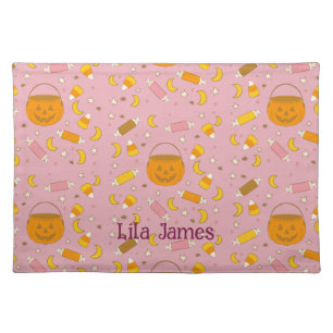 Cute Halloween Trick or Treat Candy Cloth Placemat