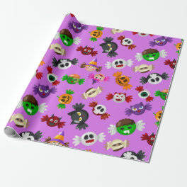 Cute Halloween Trick or Treat Candy Monsters Wrapping Paper