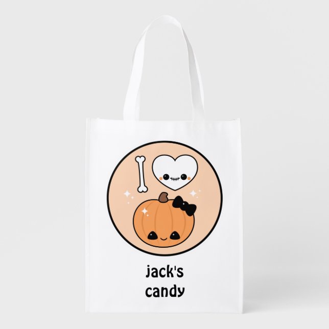 Cute Halloween Trick or Treat Grocery Bag (Front)