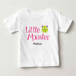 Cute Halloween Trick or Treat Little Monster Name Baby T-Shirt