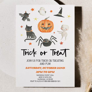 Cute Halloween Trick or Treat Party Invitation