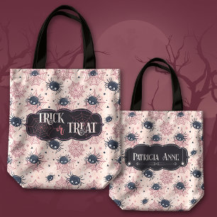 Cute Halloween Trick or Treat Spiders and Stars Tote Bag