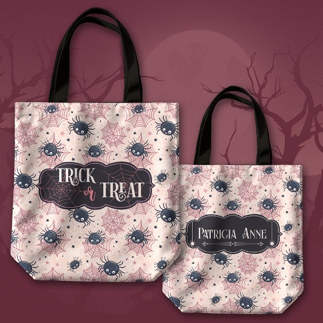 Cute Halloween Trick or Treat Spiders and Stars Tote Bag (Creator Uploaded)