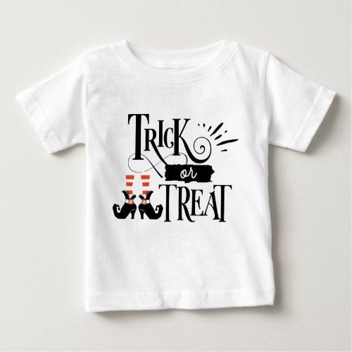 Cute Halloween Trick or Treat Witch Feet Kids Baby T_Shirt