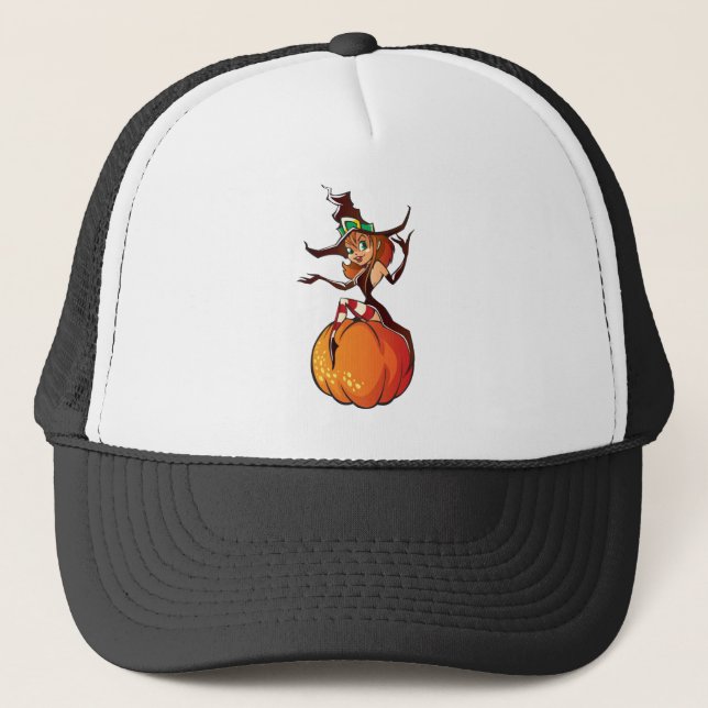 Cute Halloween Trucker Hat (Front)