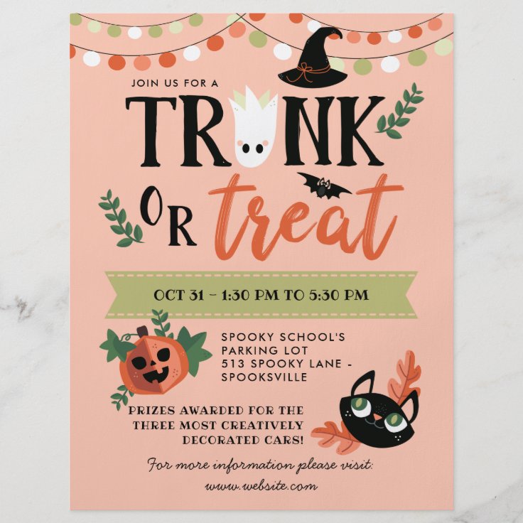 Cute Halloween Trunk or Treat Social Distance Flyer | Zazzle