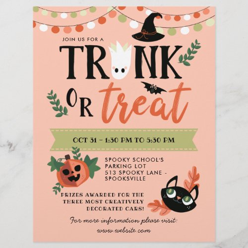 Cute Halloween Trunk or Treat Social Distance Flyer