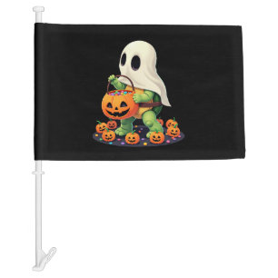 Cute Halloween Turtle Ghost with Candy (2) Car Flag