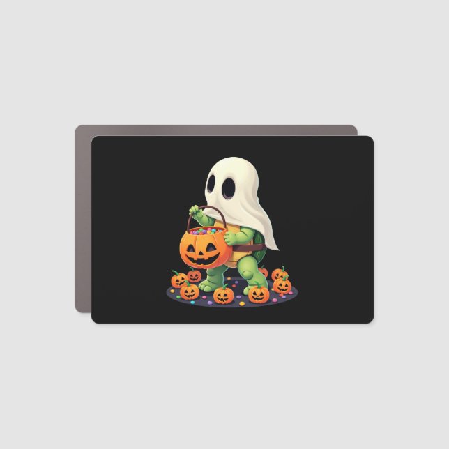 Cute Halloween Turtle Ghost with Candy (2) Car Magnet (Front)