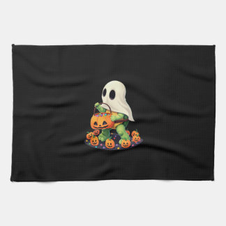 Cute Halloween Turtle Ghost with Candy (2) Kitchen Towel
