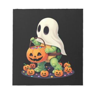Cute Halloween Turtle Ghost with Candy (2) Notepad