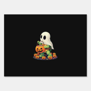 Cute Halloween Turtle Ghost with Candy (2) Sign