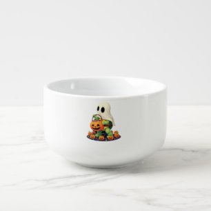 Cute Halloween Turtle Ghost with Candy (2) Soup Mug