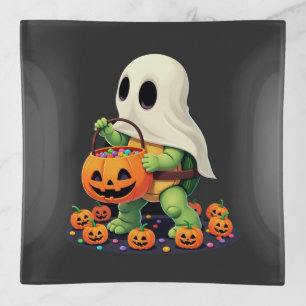 Cute Halloween Turtle Ghost with Candy (2) Trinket Tray