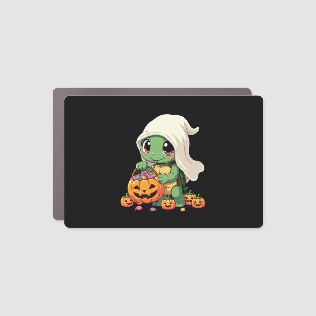 Cute Halloween Turtle Ghost with Candy (3) Car Magnet (Front)