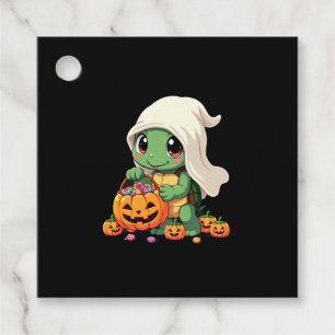 Cute Halloween Turtle Ghost with Candy (3) Favor Tags