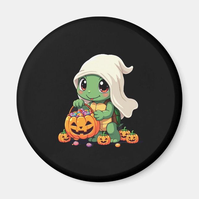 Cute Halloween Turtle Ghost with Candy (3) Magnet (Front)