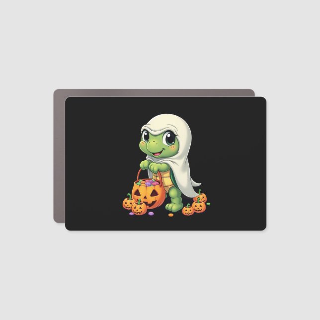 Cute Halloween Turtle Ghost with Candy (4) Car Magnet (Front)