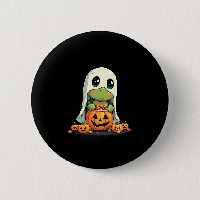 Cute Halloween Turtle Ghost with Candy (5) Button (Front)