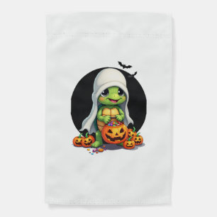 Cute Halloween Turtle Ghost with Candy (7) Garden Flag