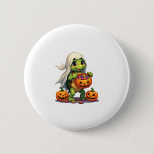 Cute Halloween Turtle Ghost with Candy (8) Button