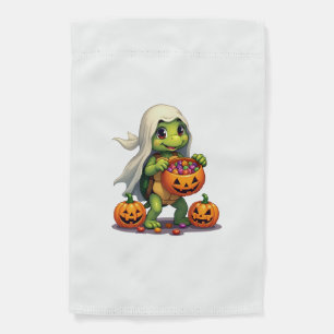 Cute Halloween Turtle Ghost with Candy (8) Garden Flag