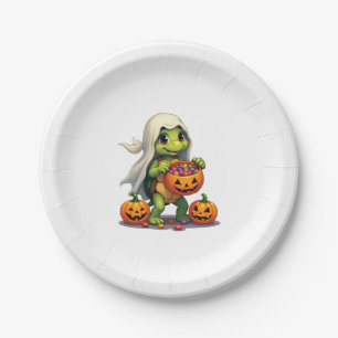 Cute Halloween Turtle Ghost with Candy (8) Paper Plates