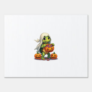 Cute Halloween Turtle Ghost with Candy (8) Sign